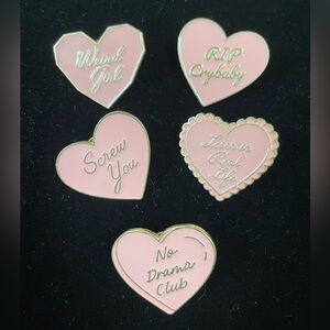 Funny Pink Heart Pins - you choose